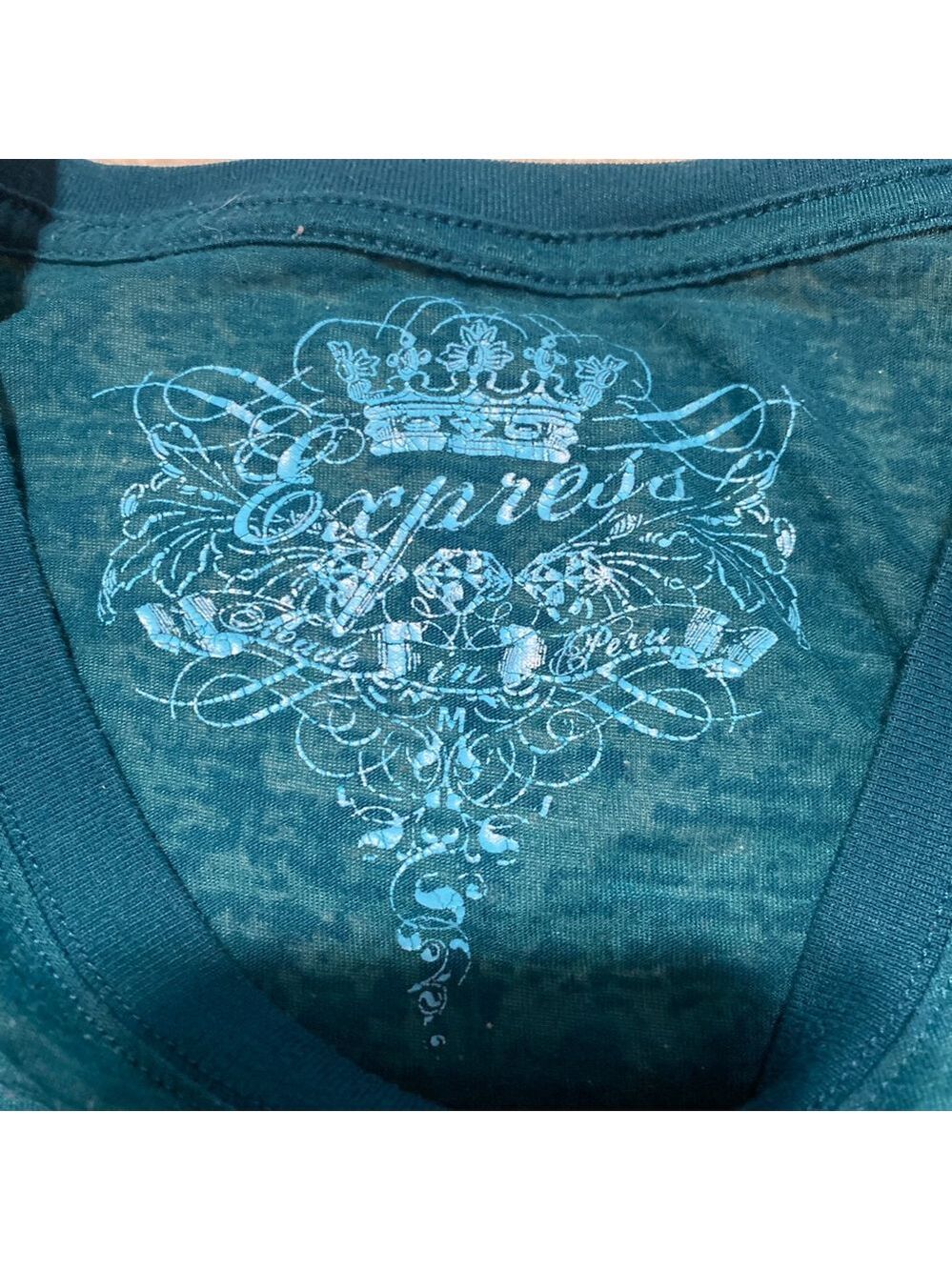 Express teal burn out t- shirt size m - Picture 3 of 7